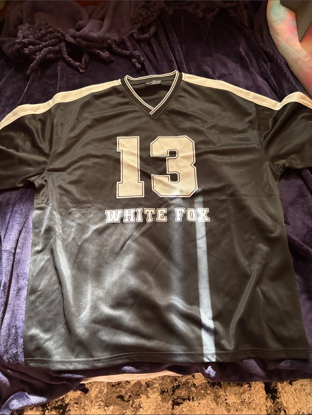 White Fox Boutique Black Jersey with Cream Accents and Number 13